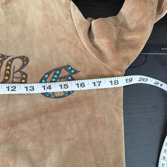 BCBGMaxazria Jacket Women Large Beaded Cross Velour Velvet Track Zip Up Y2K NEW - Picture 10 of 11